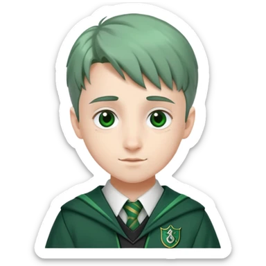 Student wearing Hogwarts Slytherin uniform with green and silver colors sticker