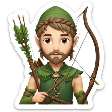 Forest elf with braided beard and bow sticker