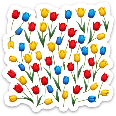 primary color tulips - red, blue, and yellow tulip flowers sticker