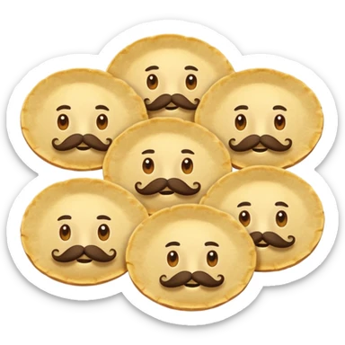 a flock of flying tortillo with a  mustache, no handlebar corners on the mustache sticker