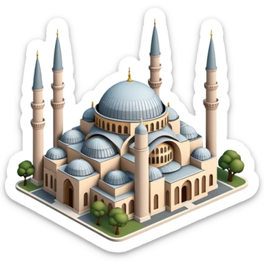 Isometric illustration of Istanbul, featuring photorealistic Hagia Sophia sticker