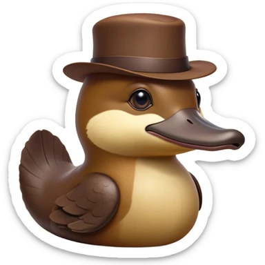 Cinematic Noble Platypus Portrait Emoji, Poised and regal, with a uniquely streamlined build and a sleek, well-groomed brown fur, a distinctive flat duckbill and broad, beaver-like tail, deep-set soulful eyes full of wonder, Simplified yet sharp and sophisticated features, highly detailed, glowing with a soft, dignified glow, high shine, intelligent and enigmatic, stylized with an air of aquatic curiosity, focused and attentive, soft glowing outline, capturing the essence of a watchful and confident oddity, so majestic it feels as though it could glide out of the screen with effortless authority! sticker