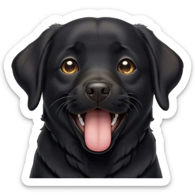Cinematic Cute Yawning Black Labrador Portrait Emoji, Head tilted slightly with a dramatic, wide-open yawn, showcasing a smooth black Fur with a velvety texture, floppy ears slightly drooping, round brown eyes barely open in drowsy contentment, Simplified yet irresistibly adorable features, highly detailed, glowing with a soft, cozy glow, high shine, relaxed yet expressive, stylized with a touch of whimsy, bright and endearing, soft glowing outline, capturing the essence of a sleepy yet affectionate companion, so drowsy it feels like it could stretch out of the screen and curl up for a nap! sticker