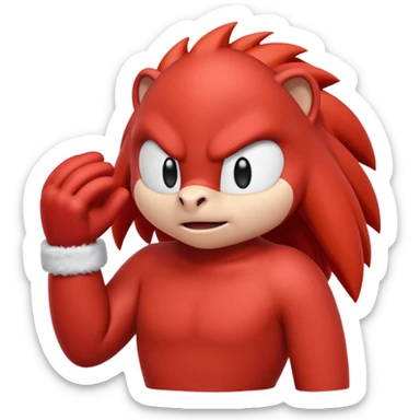 Sonic the hedgehogs friend knuckles a red animal with peach arms and white gloves sticker
