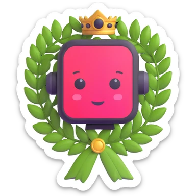 chatbot with laurel wreath and speech bubble sticker