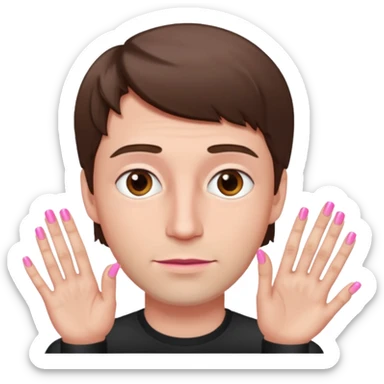 White man with short brown hair, long face, and pink nails like this 💅  sticker