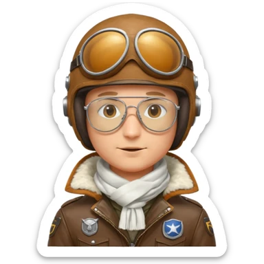 renard aviateur, casque en cuir, écharpe blanche, lunettes "climax" sur le casque au dessus des yeux, blouson aviateur, pas de double lunettes sticker