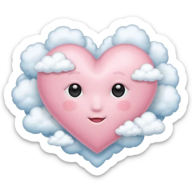 light pink heart with clouds sticker