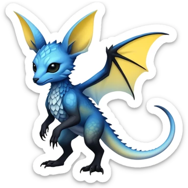  Cool Edgy blue-yellow-black-gradient ethereal badass Fionbri-Vernid-Trico-animal-creature full body  sticker