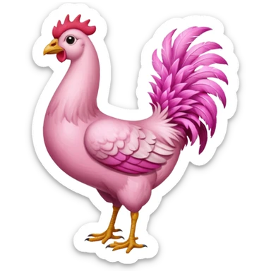 Gallina de pelaje rosa fuerte mezclada con una jirafa sin manchas sticker