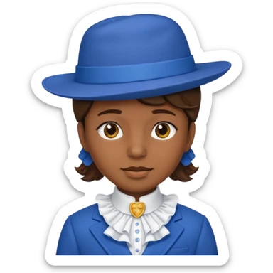 Typische zwartepiet, de knecht van Sinterklaas, blauw pak en muts, kraag sticker