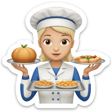 hazme una persona atendiendo en un comedor universitario sticker