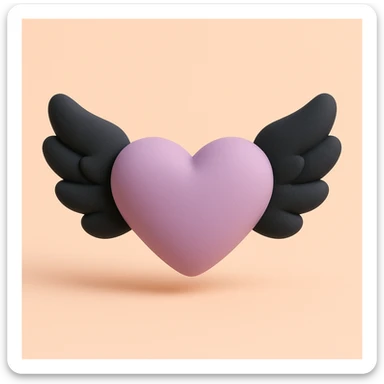gothic heart with black feathers, mochi style sticker
