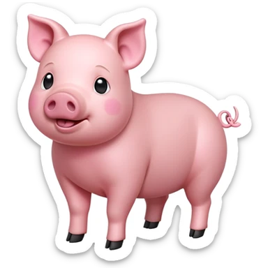 cinematic-[realistic pig]-realistic-full-body-standing-emoji,-tail-flicking-lazily,-head-tilted-dramatically,-sleek-[pink]-skin,-simplified-yet-realistic-focused-features,-highly-detailed,-glowing-with-an-almost-sarcastic-glow sticker