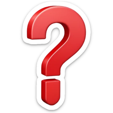 Generate a high-quality 3D cartoon-style emoji of a red question mark, smooth gradient colors, rounded and cute appearance, simple white background, high-resolution.
 sticker