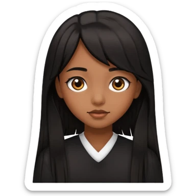 Girl with big brown eye and long black hair with side bangs sticker