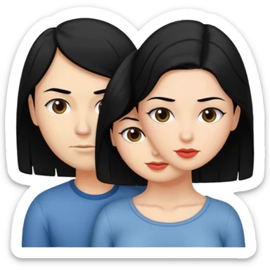 I want an female with black hair in doggystyle sex position with her head facing me and her ass facing away & then a guy behind her eating her ass sticker