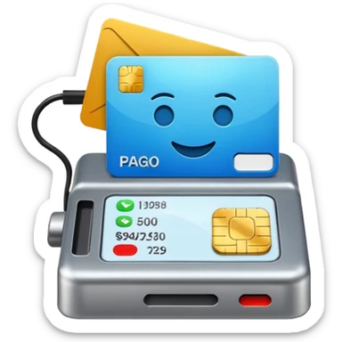 Icono de una terminal de pago con una tarjeta MOBIL sticker