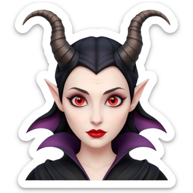 Maleficent villain with horns red eyes sticker