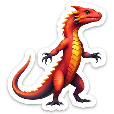 Colorful Dark Shiny Exotic Salandit-Charmeleon-Quilava-Fakémon-hybrid-creature (full body)  sticker
