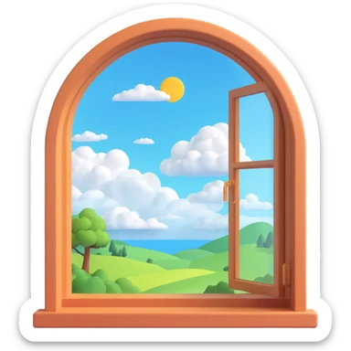 a big full width/height window with a idyllic scenery skylight and clouds visible sticker