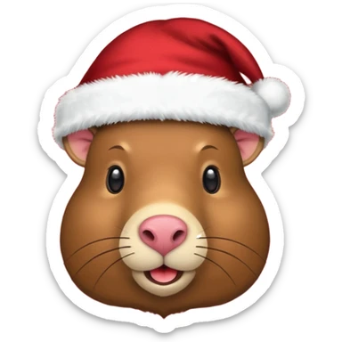 Una capibara con gorro navideño sticker