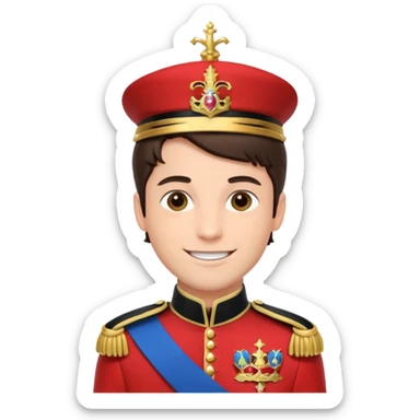 very handsome cool brunette male prince with royal uniform sticker