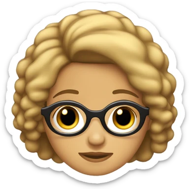 Chica blanca , pelo suelto negro castaño y lacio , lentes y linda  sticker