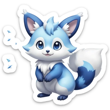 Shiny White Pastel Snowy Icy Sparkly Cute Furret-Meowstic-Zangoose-Hybrid (Full body) with snow and snowflakes and glitters effects aesthetic sticker