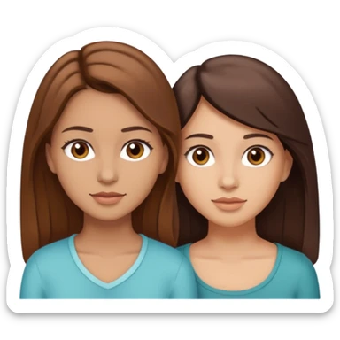 two sisters in their twenties; one has a slightly lighter complexion with lighter skin, brown eyes, and brown hair while the other is slightly tanner, brown eyes, and dark brown hair sticker