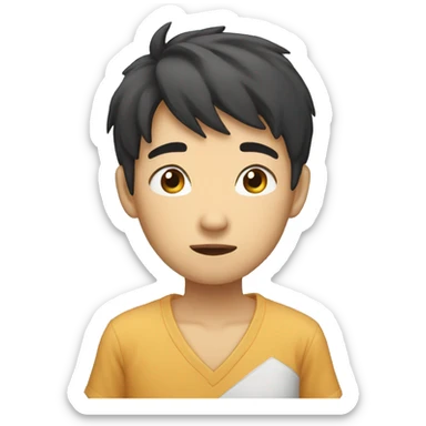 asian boy wake up sticker