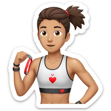 Runner with heart rate monitor and oxygen measurement indicator, VO2 max fitness test sticker