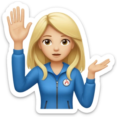 blonde cartoon girl long hair sports coach signaling time out sticker