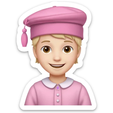 pink hatt and dress boy sticker