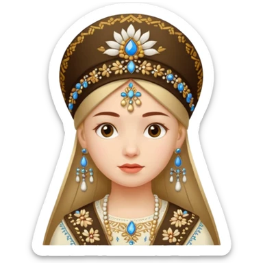 Slavic-looking girl wearing a traditional Russian kokoshnik sticker