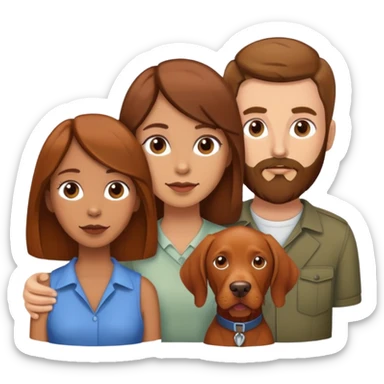 Brown hair tan female and brown hair white male with beard and vizsla sticker