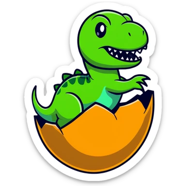 Dinosaur coming out of egg sticker