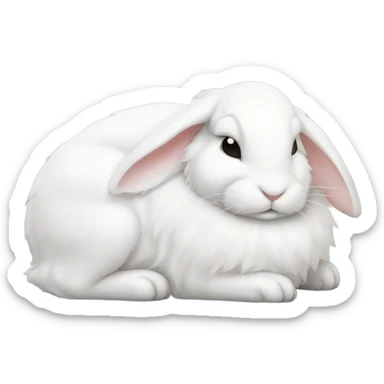 White rabbit asleep on it’s back  sticker