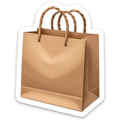 A paper shopping bag with twisted handles and slight crinkles sticker