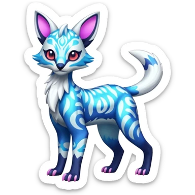 Icy floral shiny colorful neon bright vibrant patterned Genet-Absol-Zeraora-Primagen-fusion-creature  sticker