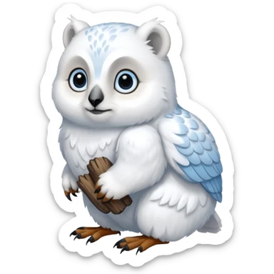 White Snowy Arctic Collared Lemming-Polar-Bear-Mountain-Goat-Snowshoe-Hare-Snowy-Owl-hybrid, full body sticker