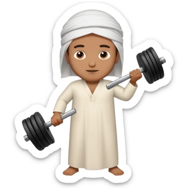 brown muslim man pushing weight wearing thobe  sticker