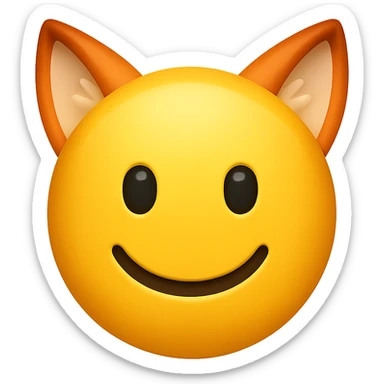 yellow face with orange fox ears emoji, digital illustration sticker