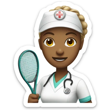 White nurse playing tennis sticker