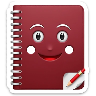 HAZ UN planificador de lista de objetivos en color vinotinto/rojo carmesí brillante, con hojas de cuaderno blancas (no agregues frutas ni nada de eso) https://imgproxy.attic.sh/insecure/f:png/plain/https://attic.sh/z0hvfdddapmiax935oa389bq0wzk  sticker