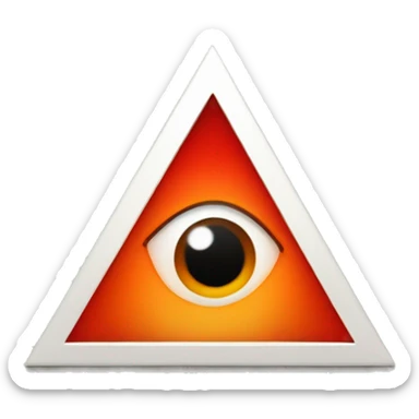 Red triangle with one orange eye in the center with slit black pupil sticker