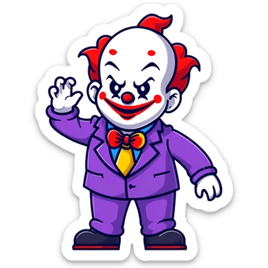 demonic clown wearing a leisure suit sticker