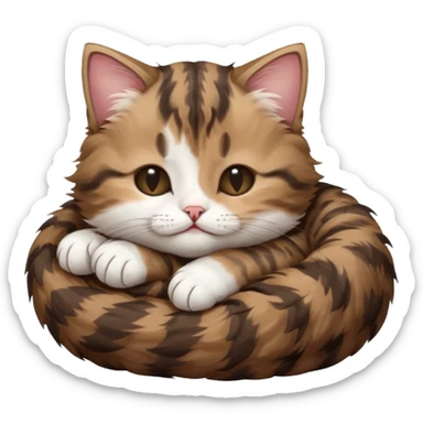 dark brown tabby and white kitten in funny positions with eyes closed sticker