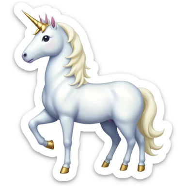 Create a single emoji of a Unicorn in full body, shown at a slight side angle in a natural, characteristic pose with a horn. clearly recognizable. No background.
 sticker