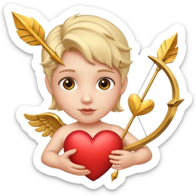 Realistic Cupid holding his heart bow sticker